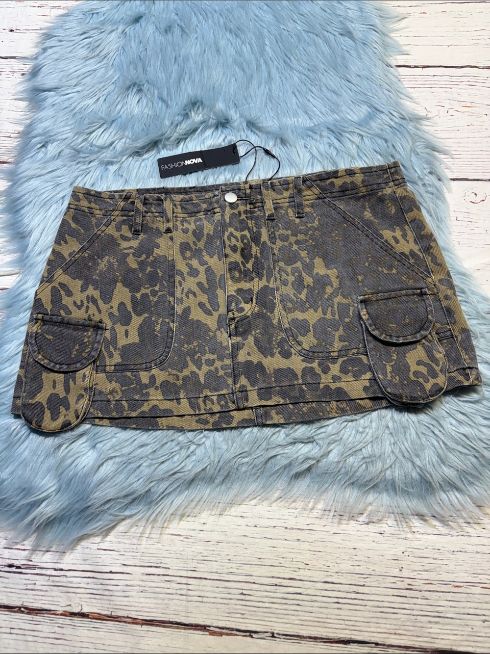 NWT Fashion Nova Sneak Attack Leopard Micro Mini Skirt sz XL